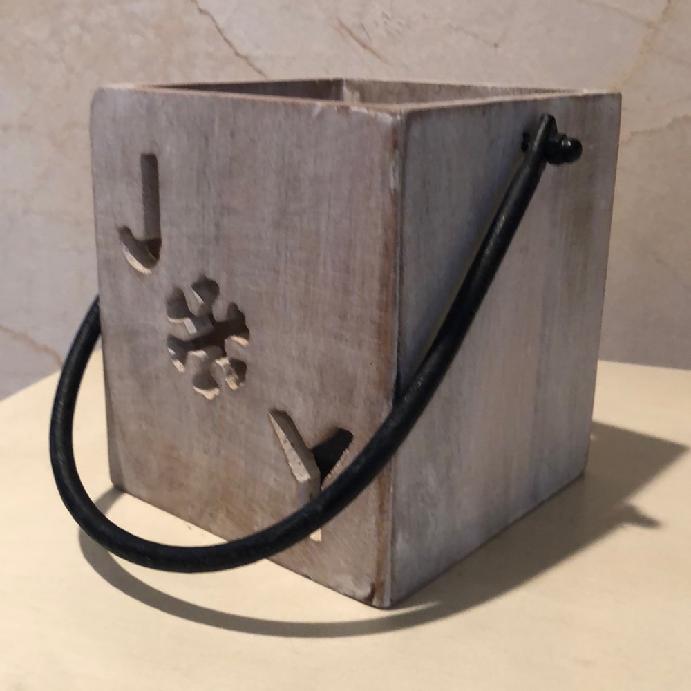 NWT wooden white wash JOY  lantern